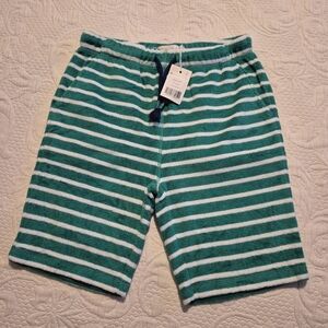 Mini Boden boys 11 years green and white towelling shorts NEW